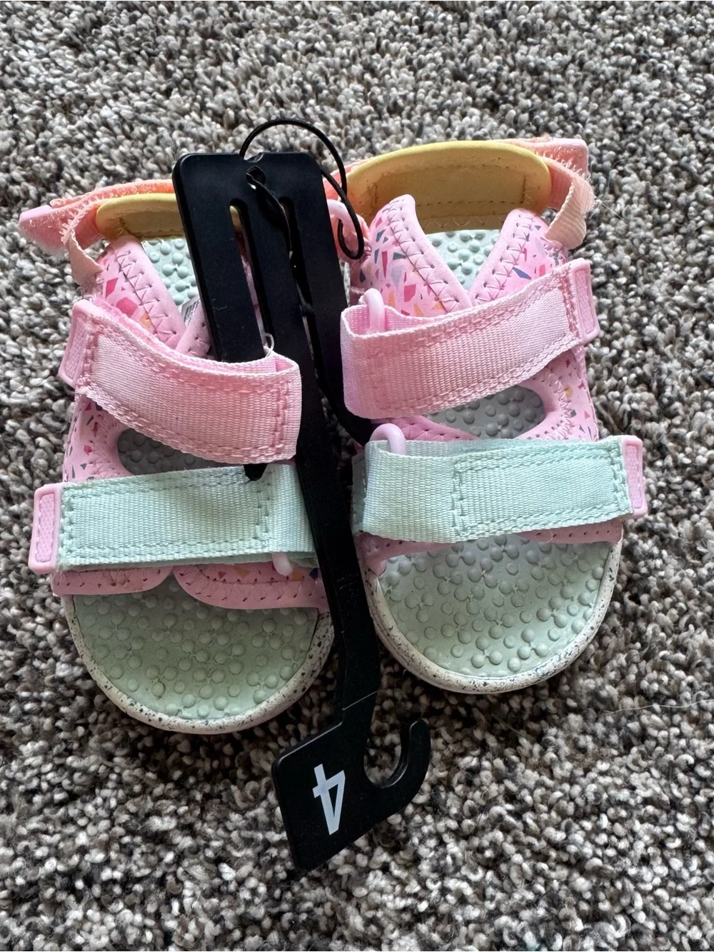 NEW Baby Girl Pink & Mint Open-Toe Velcro Sandals